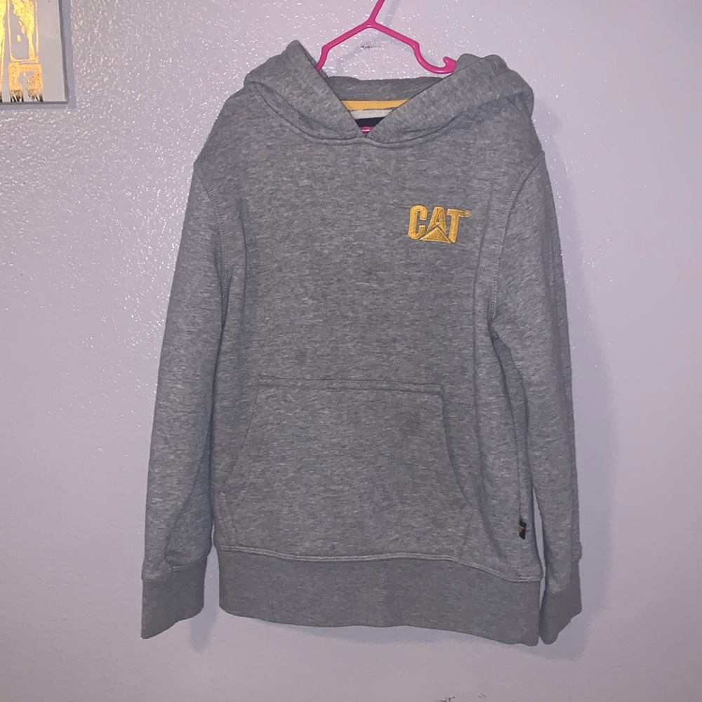 Caterpillar Cat grey hooded pullover sweatshirt